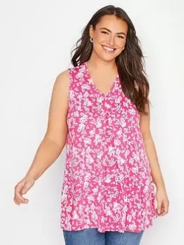 Image of Yours Swing Vest Pink Floral, Pink, Size 30-32, Women