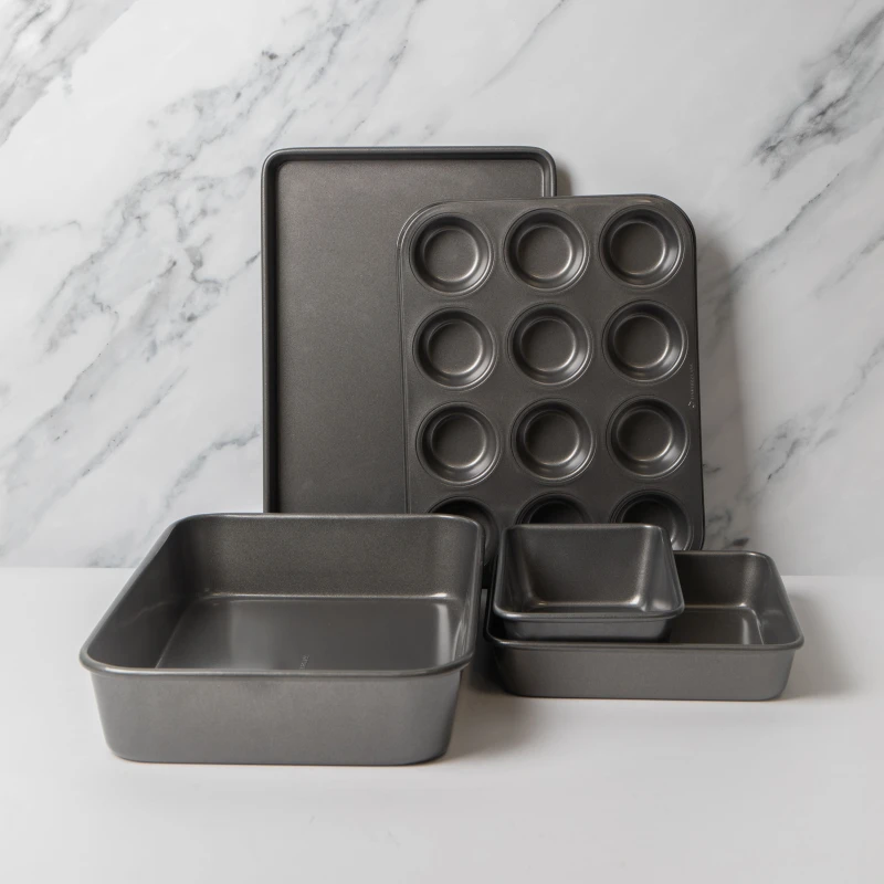 Image of Masterclass Non-Stick Large Roasting Pan, Non-Stick Baking Tray, Non-Stick Twelve Hole Deep Baking Pan, Non-Stick Bake Pan Square, Non-Stick Loaf Pan