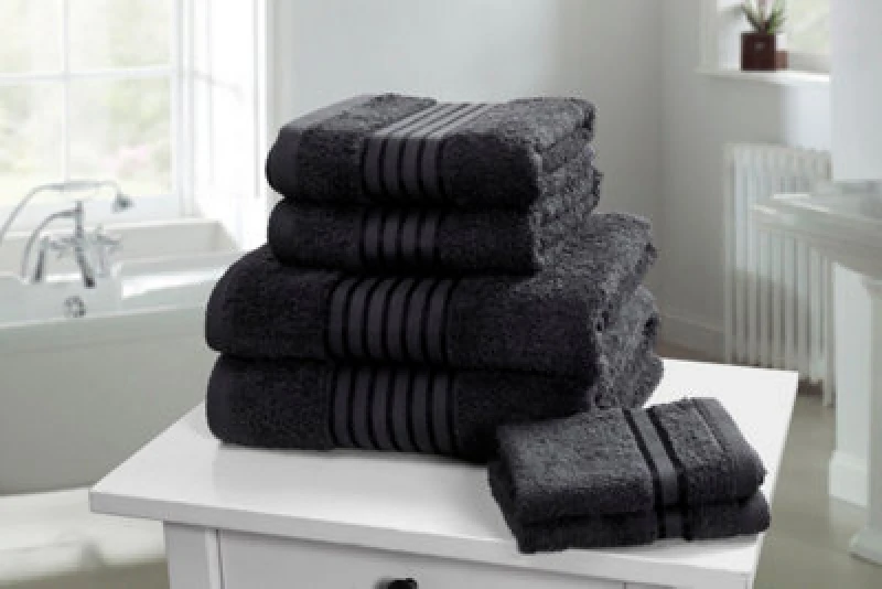 Image of Rapport Home Windsor Pure Cotton Face Towel Black