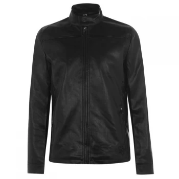 Image of Fabric PU Jacket Mens - Black
