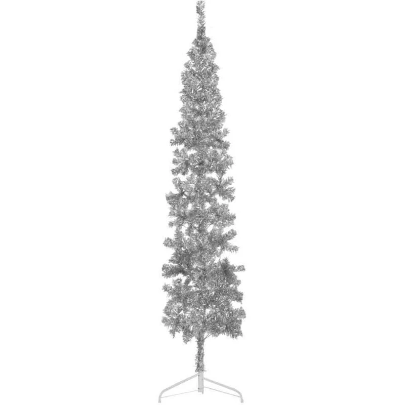 Image of VIDAXL Vidaxl - Slim Artificial Half Christmas Tree with Stand Silver 210cm 8720287001003