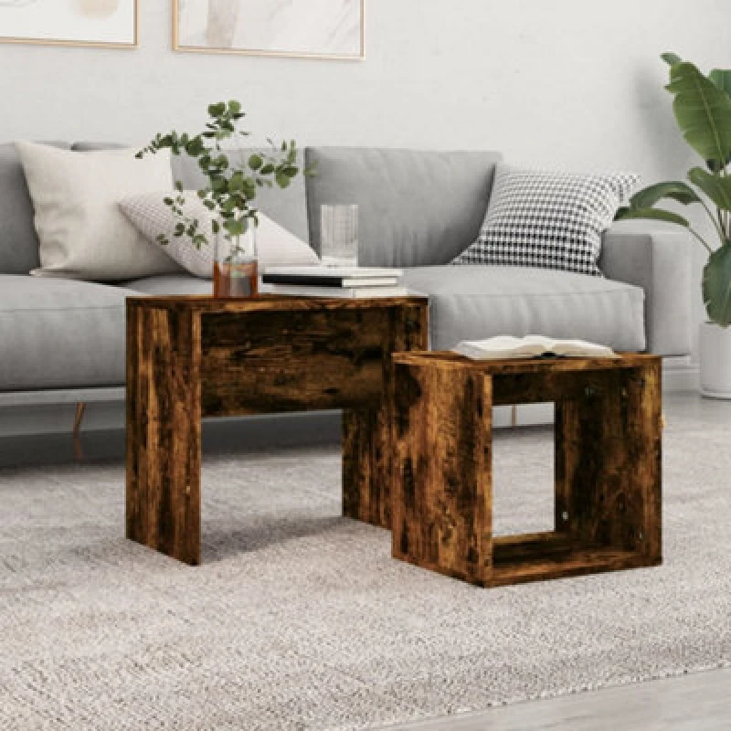 Image of VIDAXL Nesting Coffee Tables 2 pcs Smoked Oak Engineered Wood Vidaxl 8720286977002