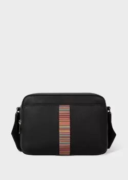Image of Paul Smith Black Cross-Body Bag With 'Signature Stripe' Panel