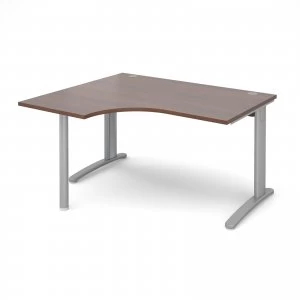 Image of TR10 Left Hand Ergonomic Desk 1400mm - Silver Frame Walnut Top