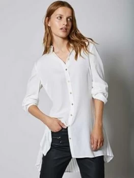 Image of Mint Velvet Pleat Back Longline Shirt - Ivory