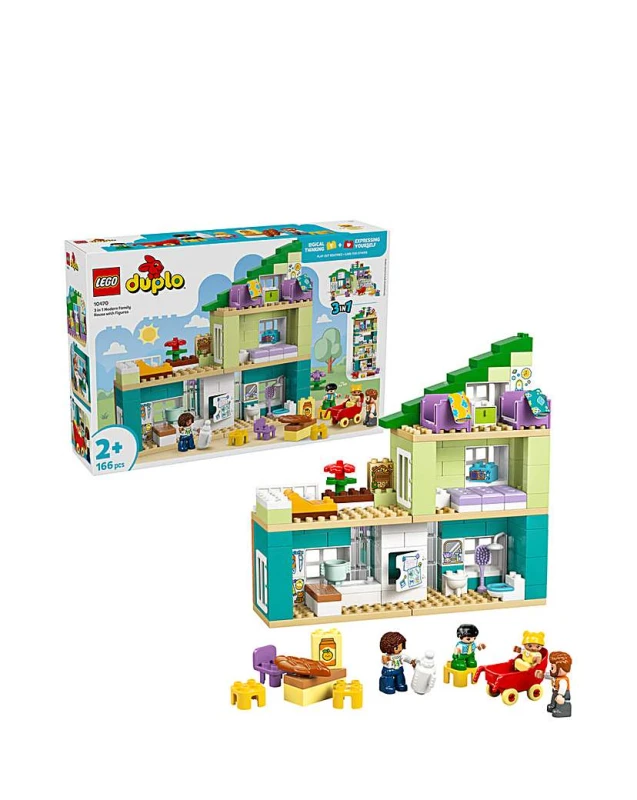 Image of LEGO DUPLO 3 in 1 Modern Family House with Figures Toy 10470
