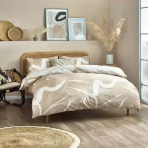 Image of Furn Sinarama Minimalist Abstract Reversible Duvet Cover Set, Natural, Double