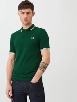 Image of Fred Perry Twin Tipped Polo Shirt - Green/White Size M Men