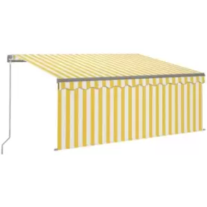 Image of Vidaxl - Manual Retractable Awning with Blind 3x2.5m Yellow&White Yellow