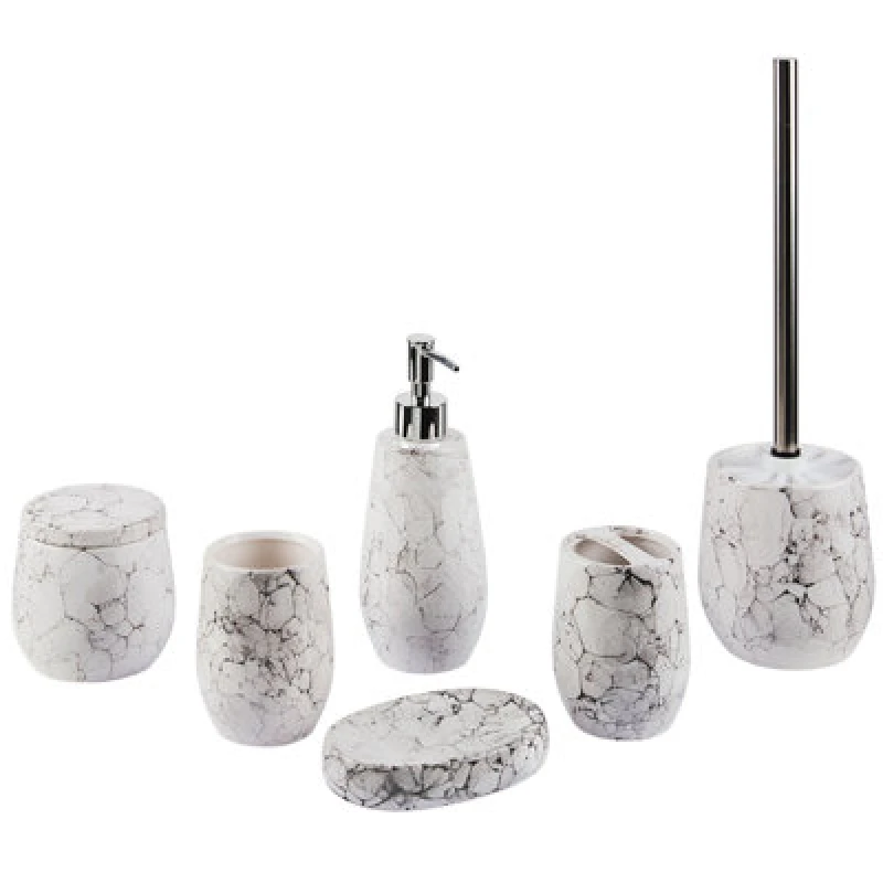 Image of Beliani 6 Piece Bathroom Accessories Set Callela Ceramic White