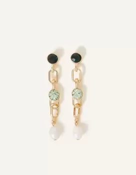 Image of Accessorize Womens Chainlink Gem Drop Earrings
