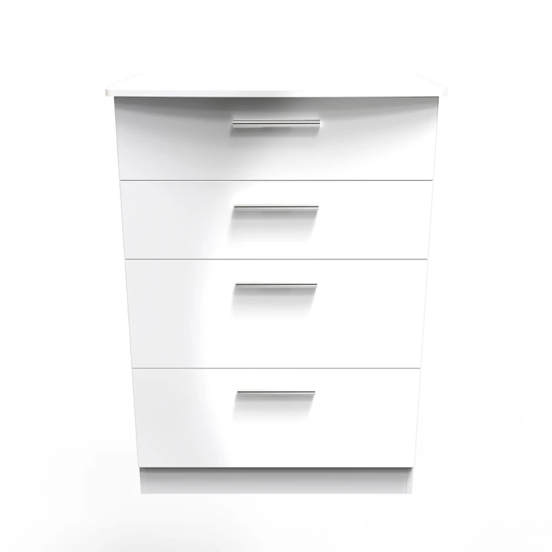 Image of Harrow 4 Drawer Deep Chest In White Gloss (Ready Assembled)