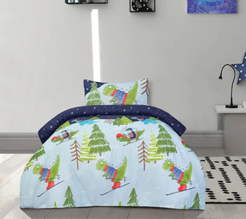 Image of Smart Living Smart Living Fun & Cosy Kids Duvet Cover with Pillowcase & Fitted Sheet Complete Set in Blue Size: Single Blue Single Unisex 505655758