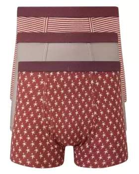 Image of Cotton Traders Mens 3 Pack Mixed Trunks in Brown