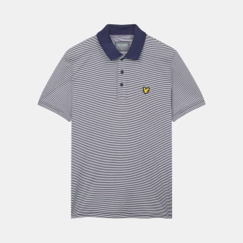 Image of Mens Golf Microstripe Polo - Navy/Acid Blue - L
