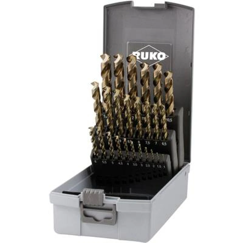 Image of RUKO RUKO 228215RO HSSE-Co 5 Metal twist drill bit set 25 Piece DIN 338 Triangular shank 1 Set 228215RO