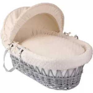 Image of Dimple Grey Wicker Moses Basket - Cream - Cream - Clair De Lune