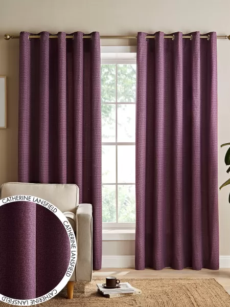 Image of Catherine Lansfield Printed Texture Thermal Curtains