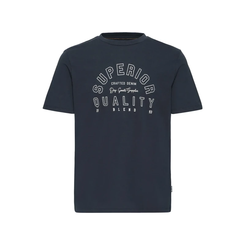 Image of Blend Cotton T-Shirt Blend Igor Logo Bleu Male S