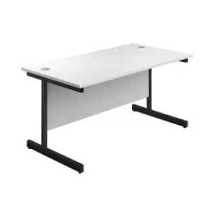 Image of Jemini Rectangular Single Upright Cantilever Desk 1800x800x730mm White/Black KF819462