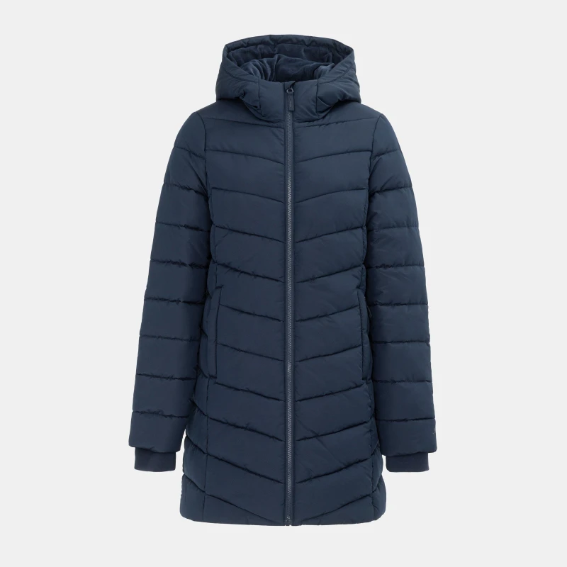 Image of Slazenger Womens Mid-Length Hooded Long Sleeve Puffer Jacket Navy Blazer female 8 (36)