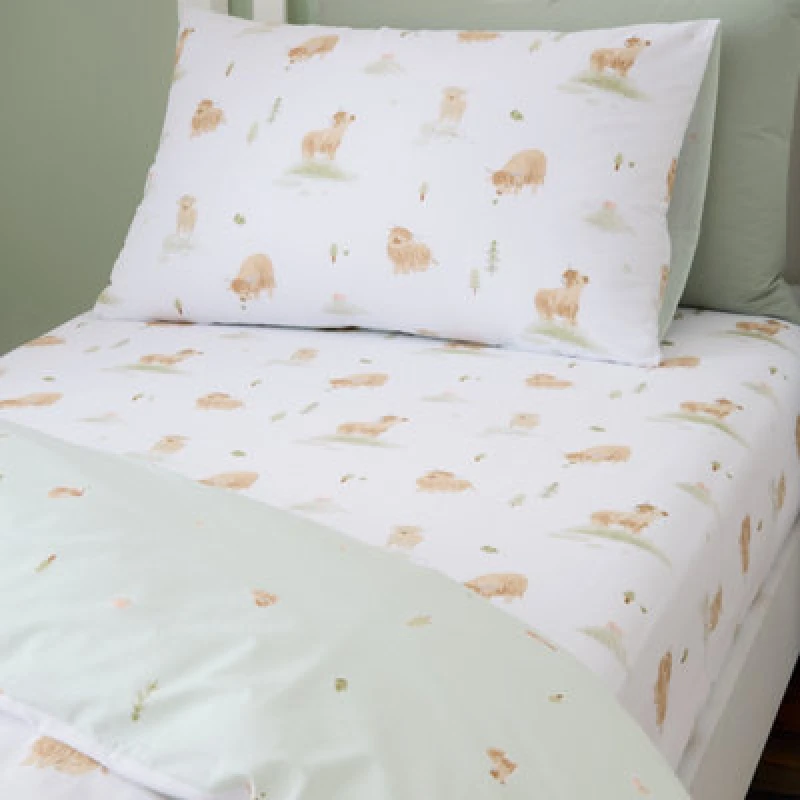 Image of Bianca Mini Moo Cow Cotton Single Fitted Sheet White