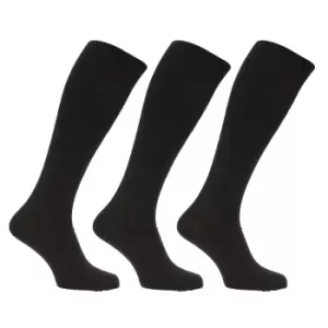 Image of Mens Long Length Ribbed Lambswool Blend Socks (Pack Of 3) (UK 6-11 EURO 39-45) (Black)