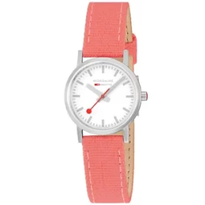 Image of Mondaine Classic Quartz White Dial Coral Red Textile Strap Ladies Watch A658.30323.17SBP