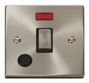 Image of Click Scolmore Deco Satin Chrome 1 Gang Double Pole Switch 20A With Black Ingot - VPSC523BK