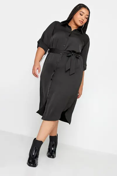 Image of Yours Midi Shirt Dress Black