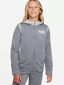 Image of Boys, Nike Unisex Nsw Pullover Hoody Woven Overlay Tracksuit Set, Grey/White, Size M