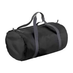 Image of BagBase Packaway Barrel Bag / Duffle Water Resistant Travel Bag (32 Litres) (One Size) (Black/Graphite)