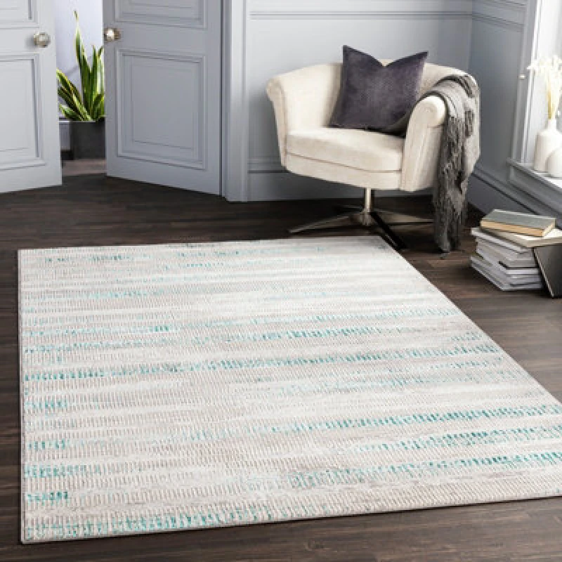 Image of Livabliss Scandi Modern Teal Maeva Area Rug 160 X 213cm - Easy Care, Non Shedding, Ideal For Living Room & Bedroom