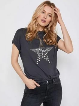 Image of Mint Velvet Mint Velvet Grey Textured Star T-Shirt