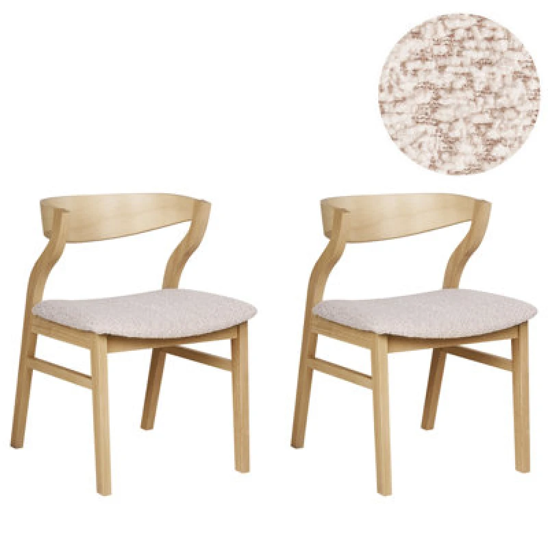 Image of BELIANI Set of 2 Dining Chairs MAROA Wood Light Beige 519165