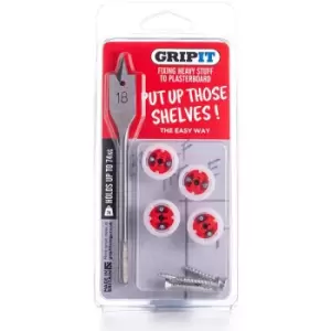 Image of Charles Bentley - Gripit 18mm Plasterboard Fixing - Shelf Kit (Red) e.g. Small Shelves, Mirrors - Red