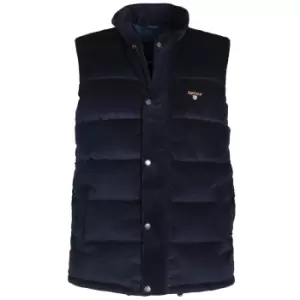 Image of Barbour Mens Cord Baffle Gilet Navy/Ivy Tartan Large