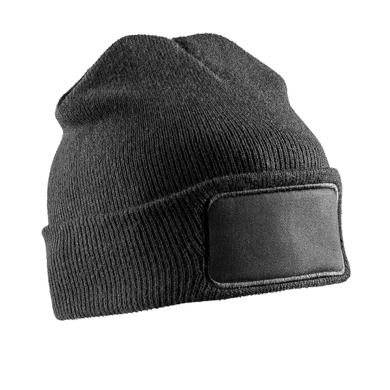 Image of Result Result Men Double Knit Printable Beanie in Black One Size Male 5063470295098