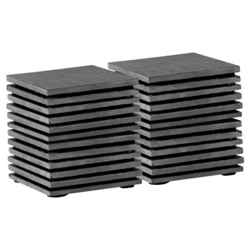 Image of Argon Tableware 24X Linea Slate Coasters - Square Drink Coasters Black Stone Natural Slate Smooth Edge Drink Mat Cup Mats