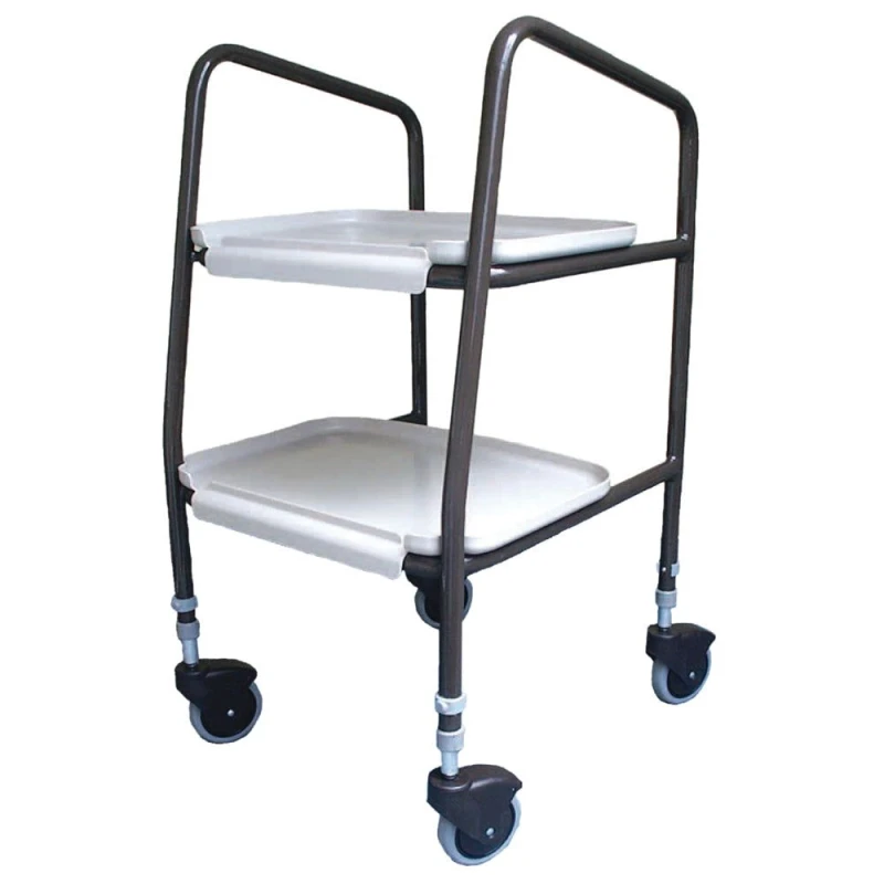 Image of Loops Height Adjustable Meal Trolley - Clip on Trays - Large 100mm Castors - 790 930mm Multi