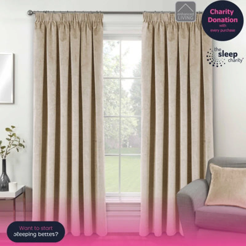 Image of Enhanced Living Velvet, Supersoft, 100% Blackout, Thermal Pair of Curtains with Tape Top Cream