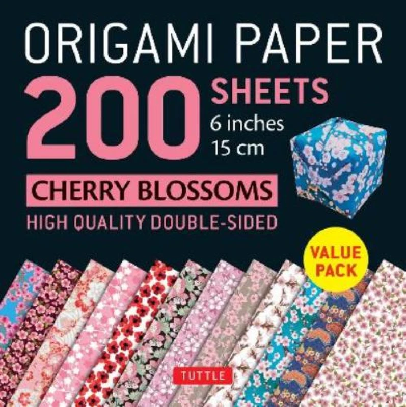 Image of Origami Paper 200 sheets Cherry Blossoms 6" (15 cm). Kit. By Tuttle Publishing Books