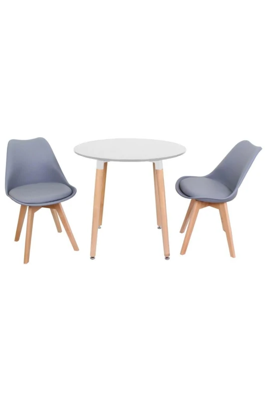 Image of Life Interiors Life Interiors 'Round Lorenzo' Dining Set with a Table and Chairs Set of 2 in Grey Grey One Size Unisex 5060926382470