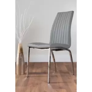 Image of 2x Isco Faux Leather Upholstered Grey Chrome Dining Chairs - Elephant Grey