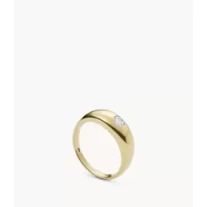 Image of Fossil Womens Sutton Valentine Heart Gold-Tone Stainless Steel Band Ring - Gold