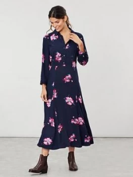 Image of Joules Carla Long Sleeve Button Front Shirt Dress - Navy