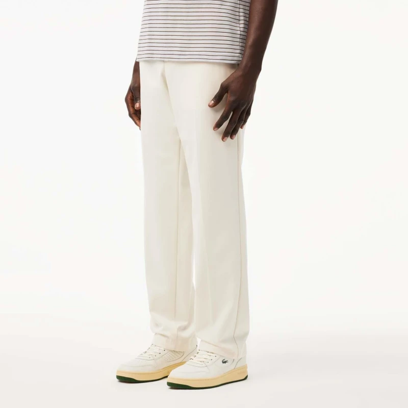 Image of Lacoste Straight-Fit Badge Detail Suit Pants Cream male 32R