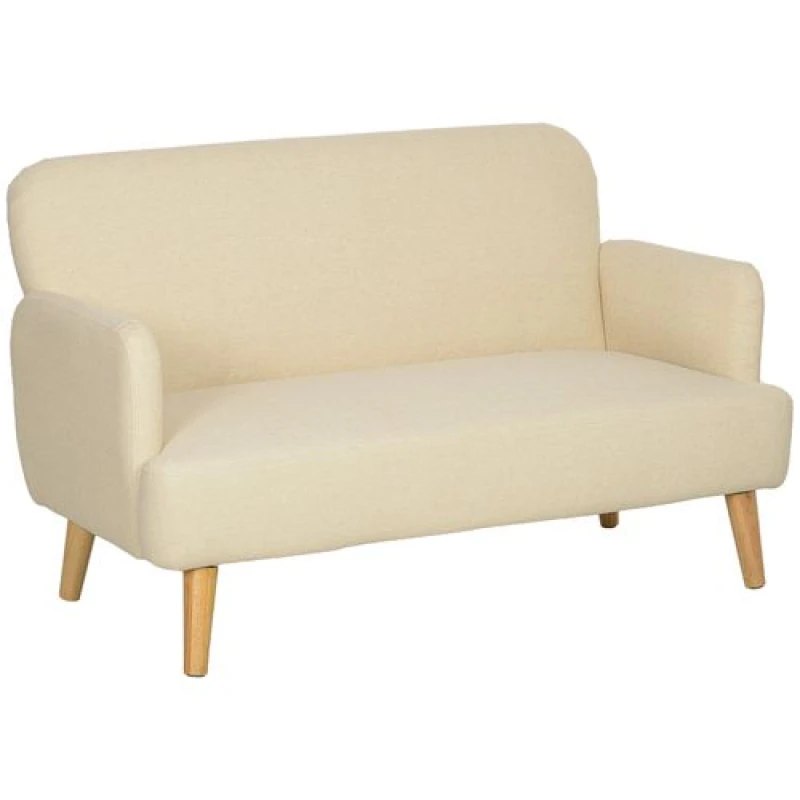 Image of HOMCOM 2 Seater Sofa with 21cm Thick Padding and Wood Legs, Cream White, Cream 83B-056V70CW