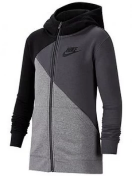 Image of Nike Sportswear Older Boys Core Amplify Full Zip Hoodie, Black/Grey, Size XS, 6-8 Years