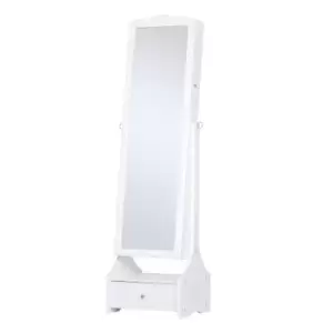 Image of Homcom Mirrored Jewelry Cabinet Armoire Floor Standing With Lock LED Light White